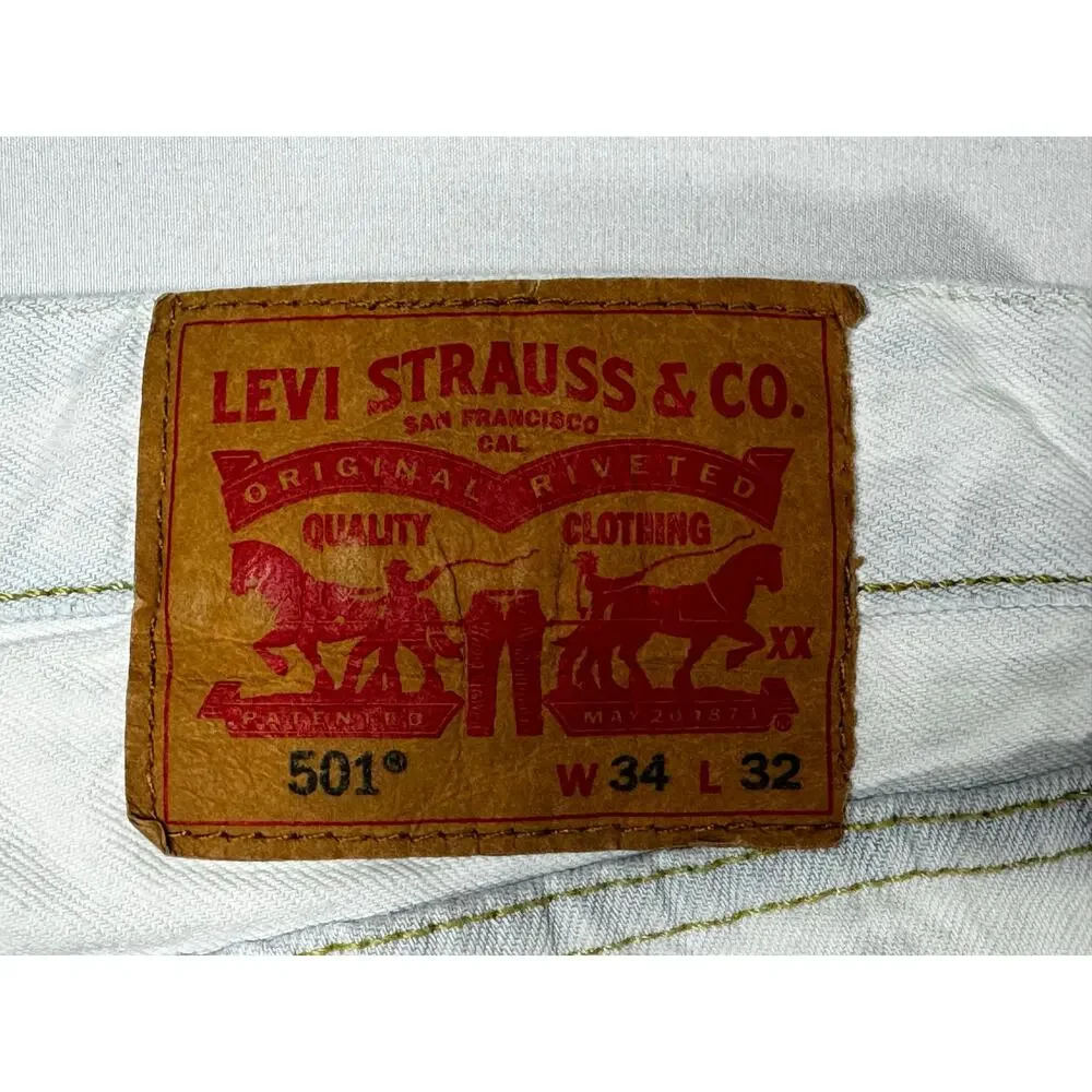 Levi's 501‎ Men's Distressed Straight Leg Button Fly  Jeans - Size 34x31.5*